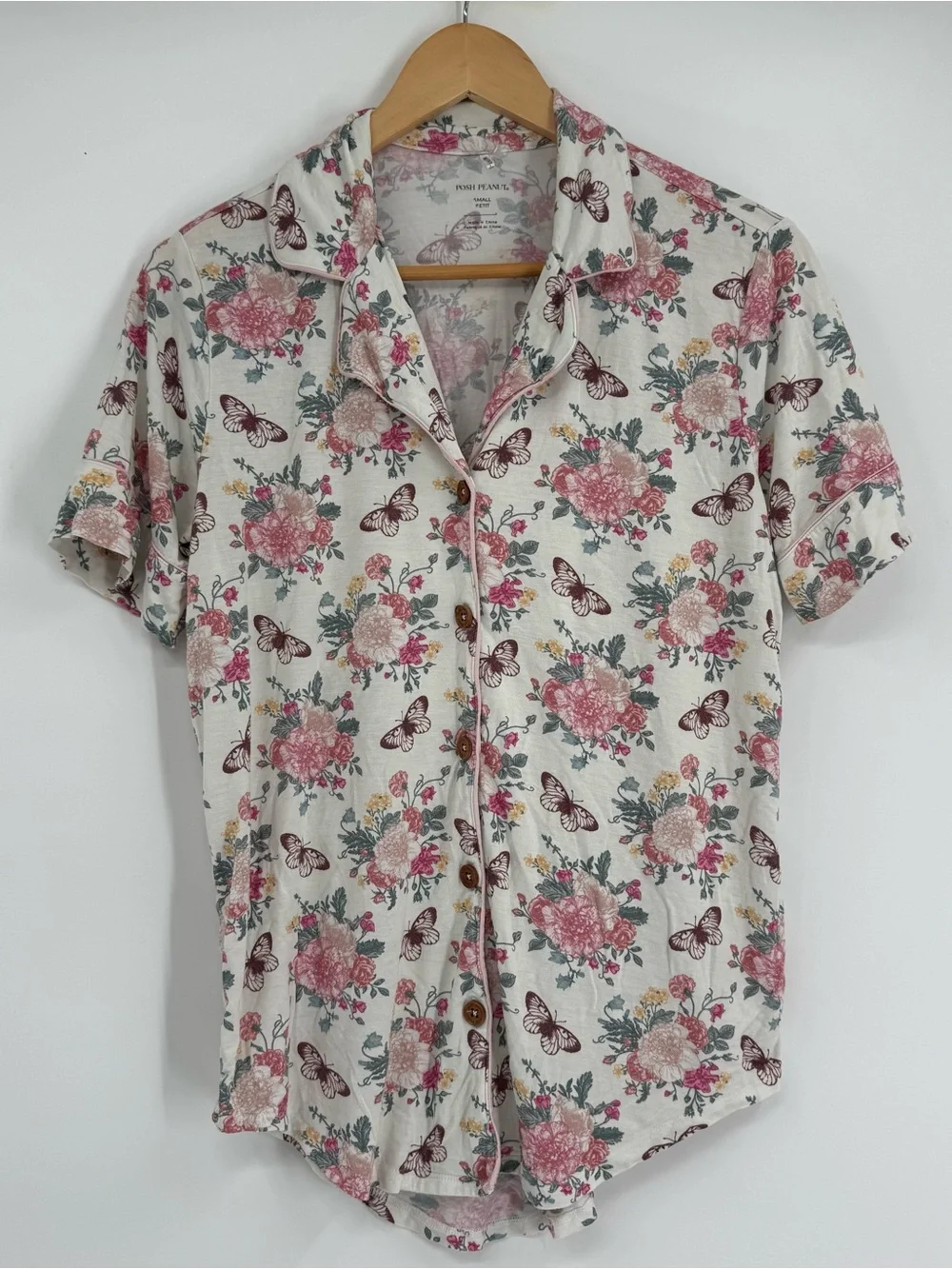 Posh Peanut Womens Floral Bamboo Pajama Set Size Small Petite 2-piece Butterfly